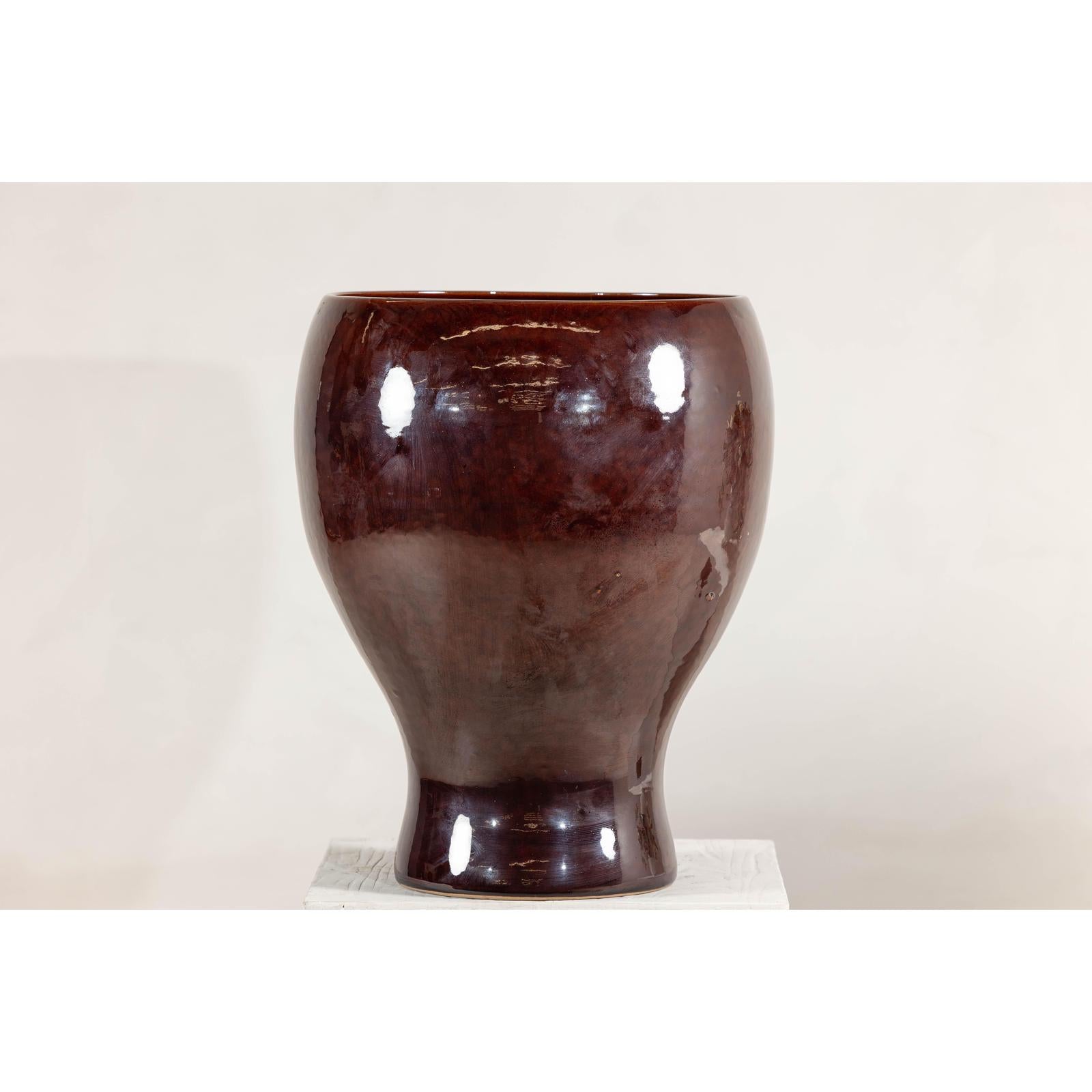 Large Hand-Crafted Artisan Ceramic Vessel in Reddish-Brown Glaze-7. Asian &amp; Chinese Furniture, Art, Antiques, Vintage Home Décor for sale at FEA Home