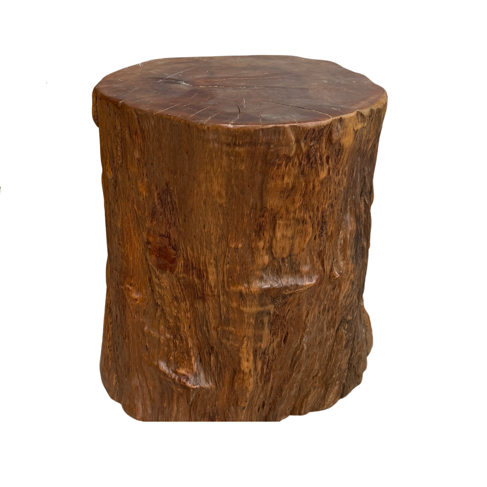 Large Honey Brown Reclaimed Tree Trunk Side Pedestal Table - FEA Home