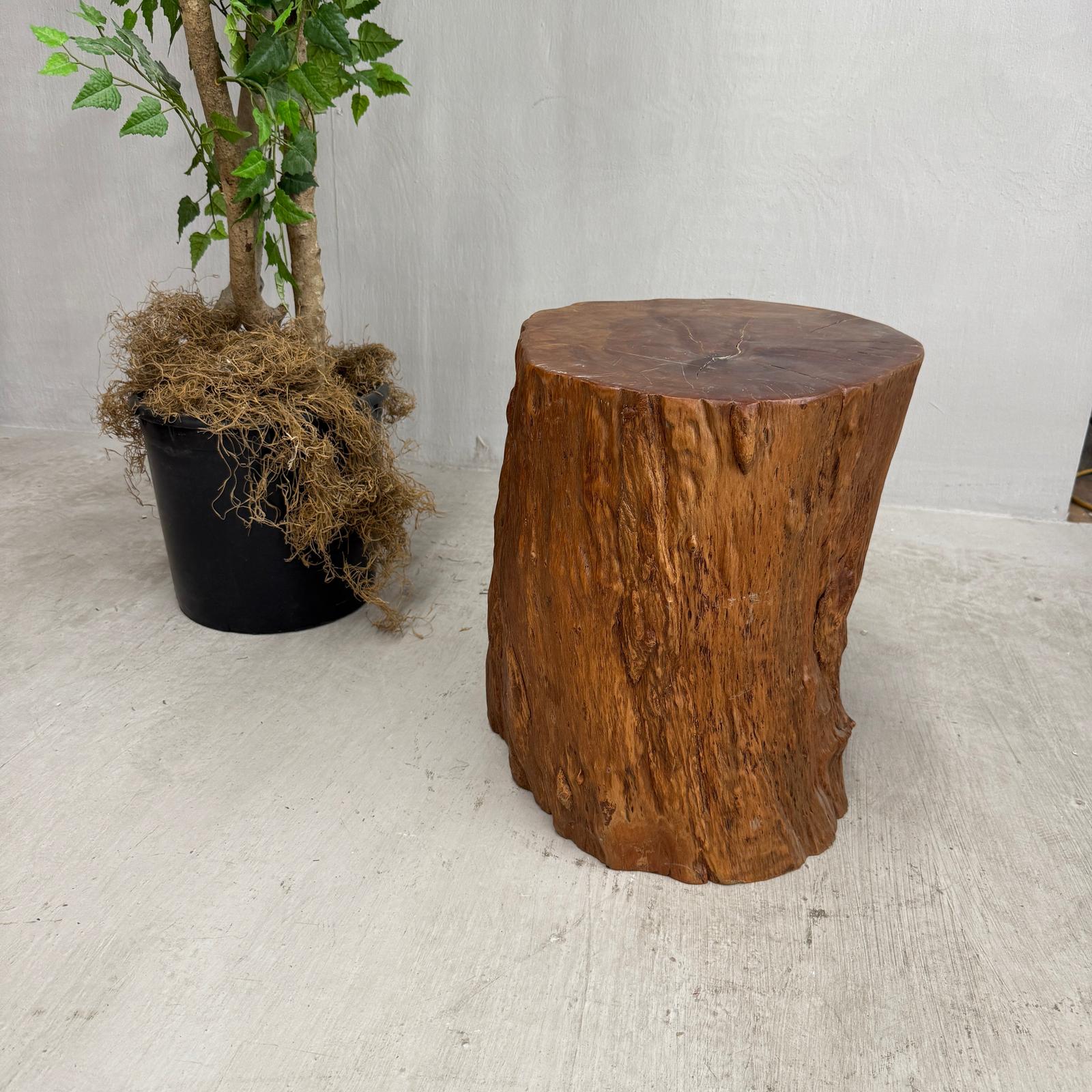 Large Honey Brown Reclaimed Tree Trunk Side Pedestal Table - FEA Home