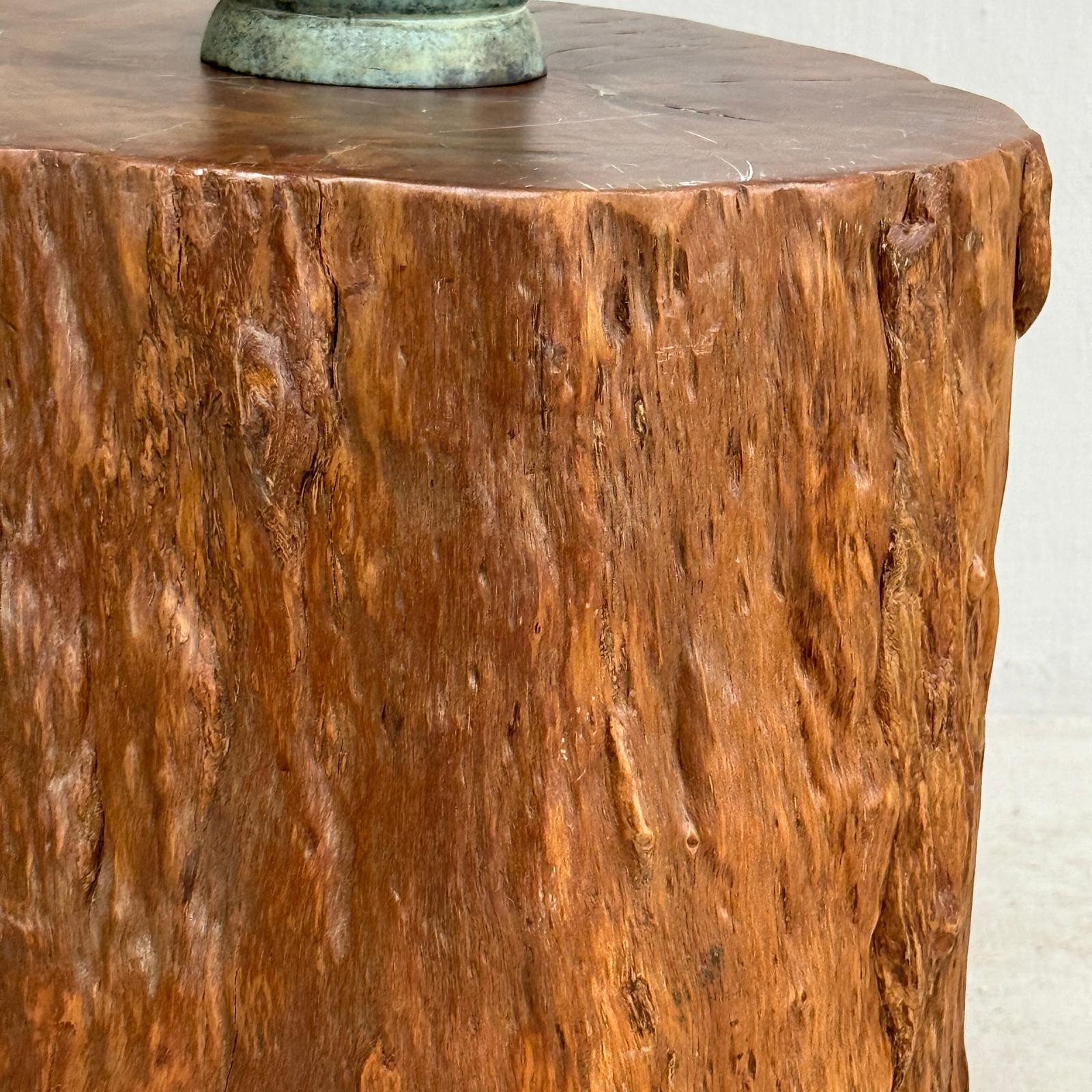 Large Honey Brown Reclaimed Tree Trunk Side Pedestal Table - FEA Home