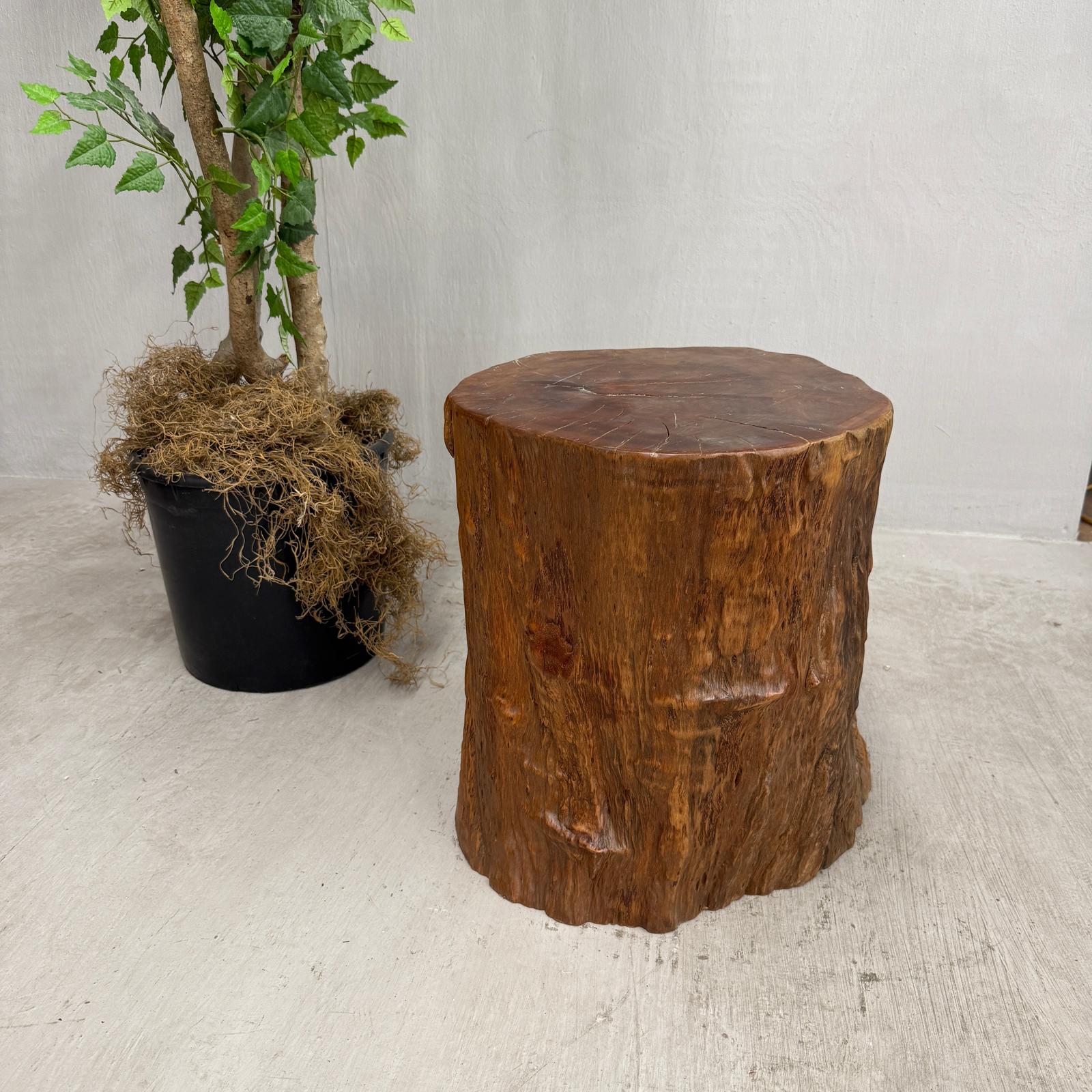 Large Honey Brown Reclaimed Tree Trunk Side Pedestal Table - FEA Home