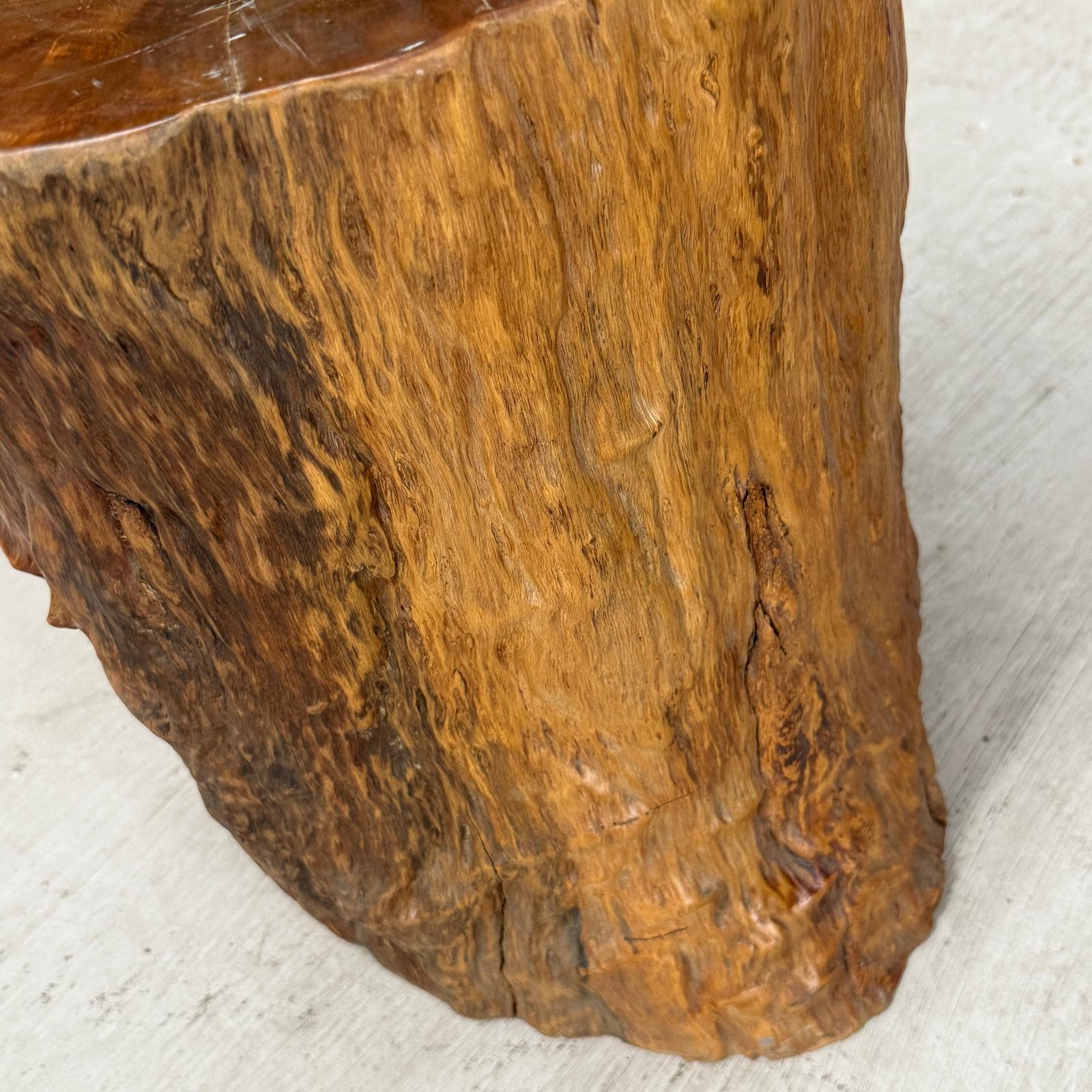 Large Honey Brown Reclaimed Tree Trunk Side Pedestal Table - FEA Home