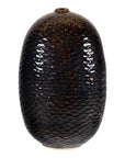 Large Honeycomb-Textured Ceramic Vase in Deep Brown & Black Glaze