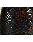 Large Honeycomb-Textured Ceramic Vase in Deep Brown & Black Glaze