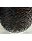 Large Honeycomb-Textured Ceramic Vase in Deep Brown & Black Glaze