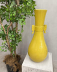 Large Lemon Yellow Crackle Glazed Ceramic Vase, SKU , image 4