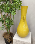 Large Lemon Yellow Crackle Glazed Ceramic Vase, SKU , image 5