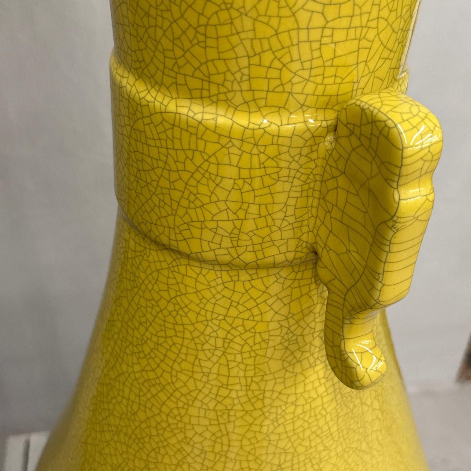 Large Lemon Yellow Crackle Glazed Ceramic Vase, SKU , image 6