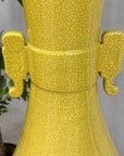Large Lemon Yellow Crackle Glazed Ceramic Vase, SKU , image 8
