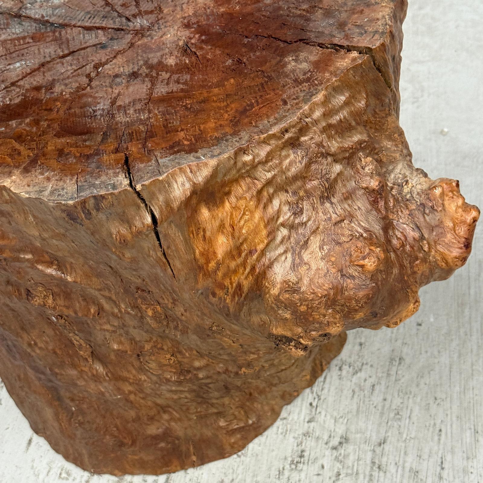 Large Light Brown Free-Form Tree Trunk Side Pedestal Table - FEA Home