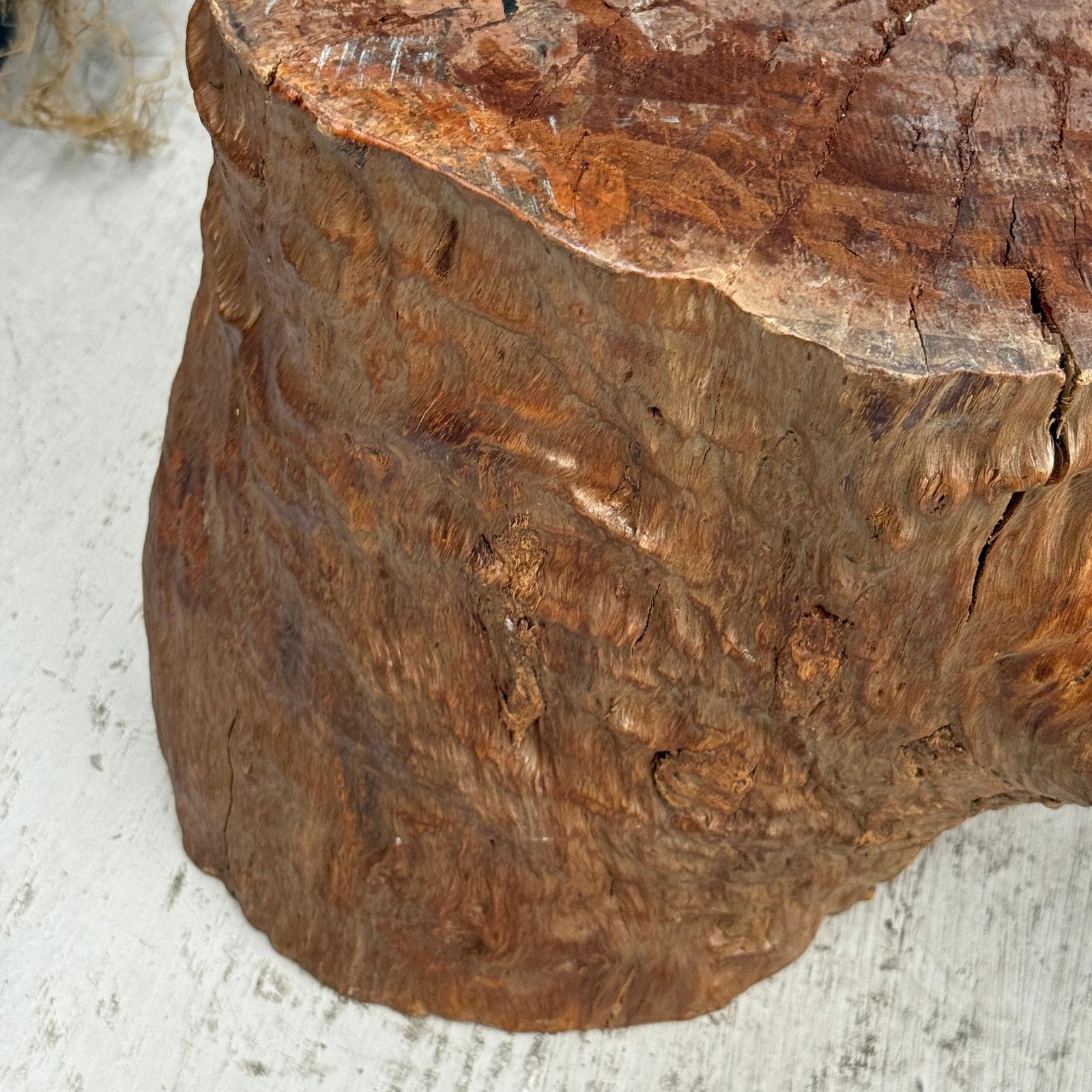 Large Light Brown Free-Form Tree Trunk Side Pedestal Table - FEA Home