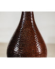 Large Mahogany Brown Ceramic Vase with Honeycomb Texture - image 10
