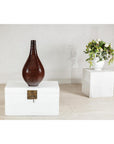 Large Mahogany Brown Ceramic Vase with Honeycomb Texture - image 15