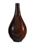 Large Mahogany Brown Ceramic Vase with Honeycomb Texture - image 19