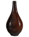 Large Mahogany Brown Ceramic Vase with Honeycomb Texture - image 1