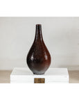 Large Mahogany Brown Ceramic Vase with Honeycomb Texture - image 5