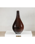 Large Mahogany Brown Ceramic Vase with Honeycomb Texture - image 6