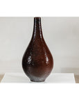 Large Mahogany Brown Ceramic Vase with Honeycomb Texture - image 8
