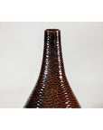 Large Mahogany Brown Ceramic Vase with Honeycomb Texture - image 9