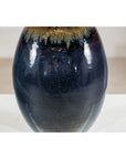 Large Midnight Blue Ceramic Vase with Brown Tapered Neck - image 10