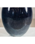 Large Midnight Blue Ceramic Vase with Brown Tapered Neck - image 6
