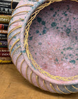 Large Pink and Blue Pastel Ceramic Bowl with Woven Design - FEA Home