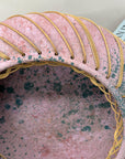 Large Pink and Blue Pastel Ceramic Bowl with Woven Design - FEA Home