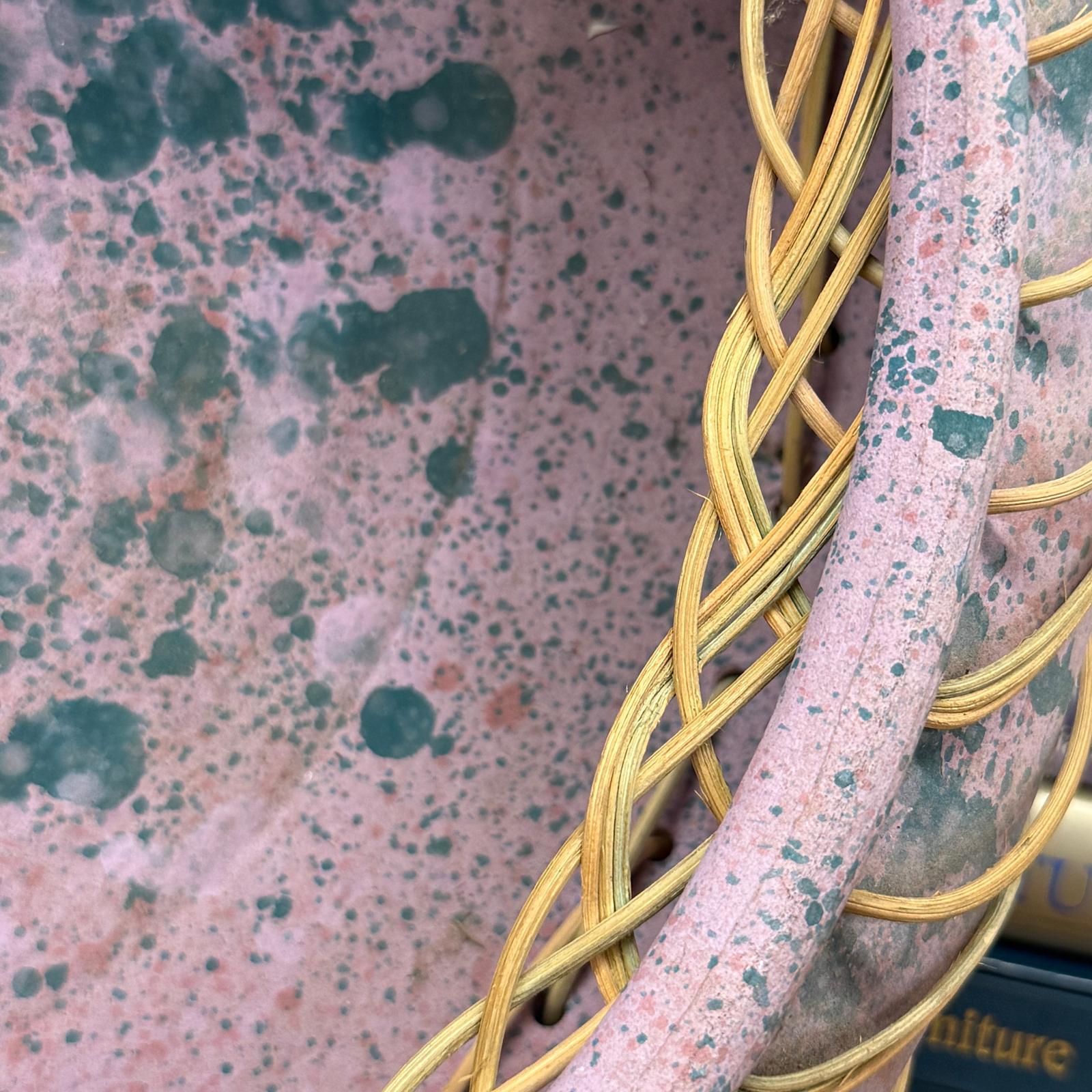 Large Pink and Blue Pastel Ceramic Bowl with Woven Design - FEA Home