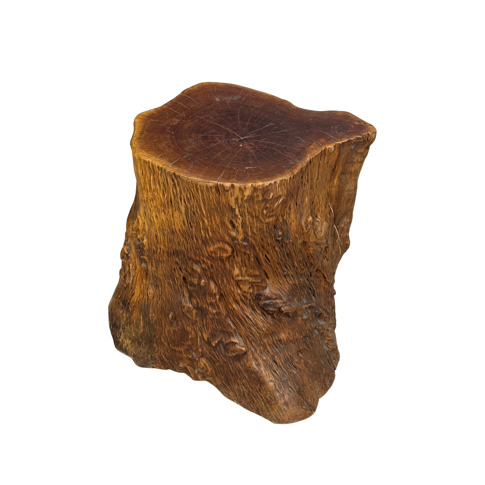 Large Reclaimed Free-Form Tree Trunk Side Pedestal Table - FEA Home