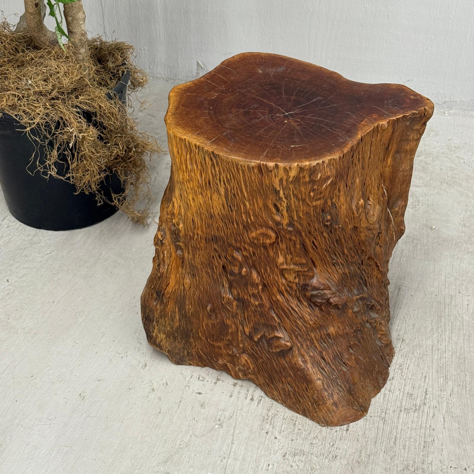Large Reclaimed Free-Form Tree Trunk Side Pedestal Table - FEA Home