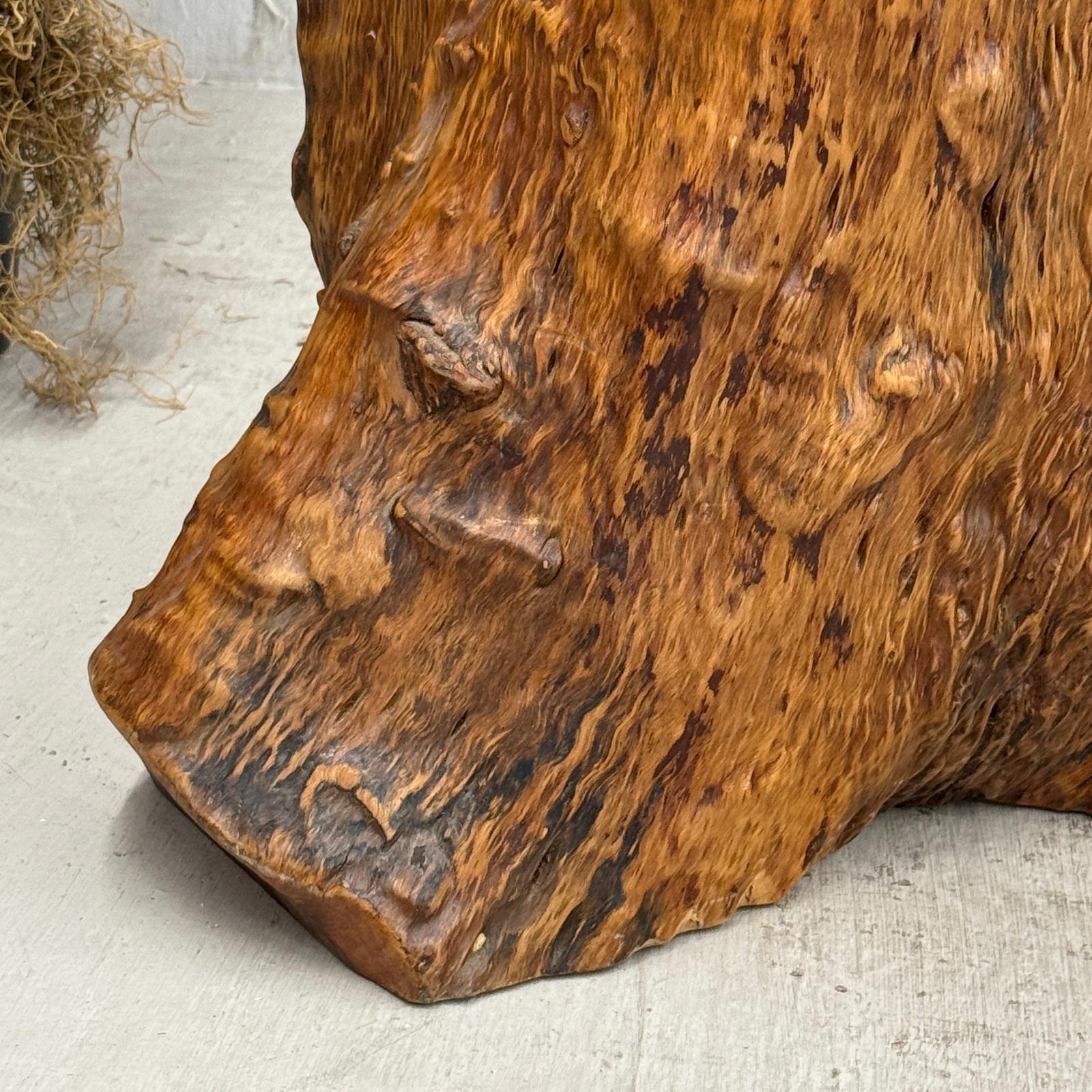 Large Reclaimed Free-Form Tree Trunk Side Pedestal Table - FEA Home