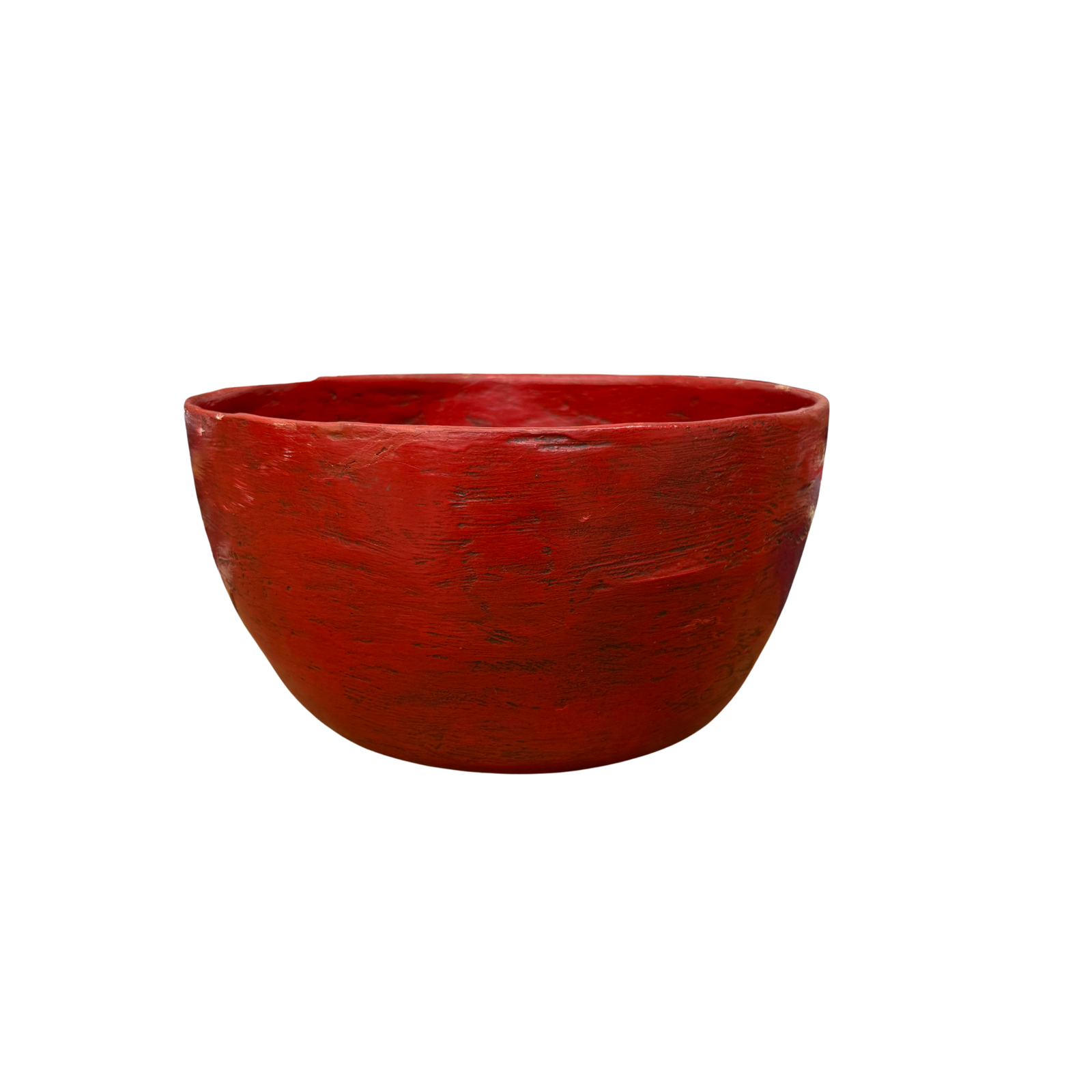 Large Red Lacquer Bowl with Textured Surface, SKU , image 1
