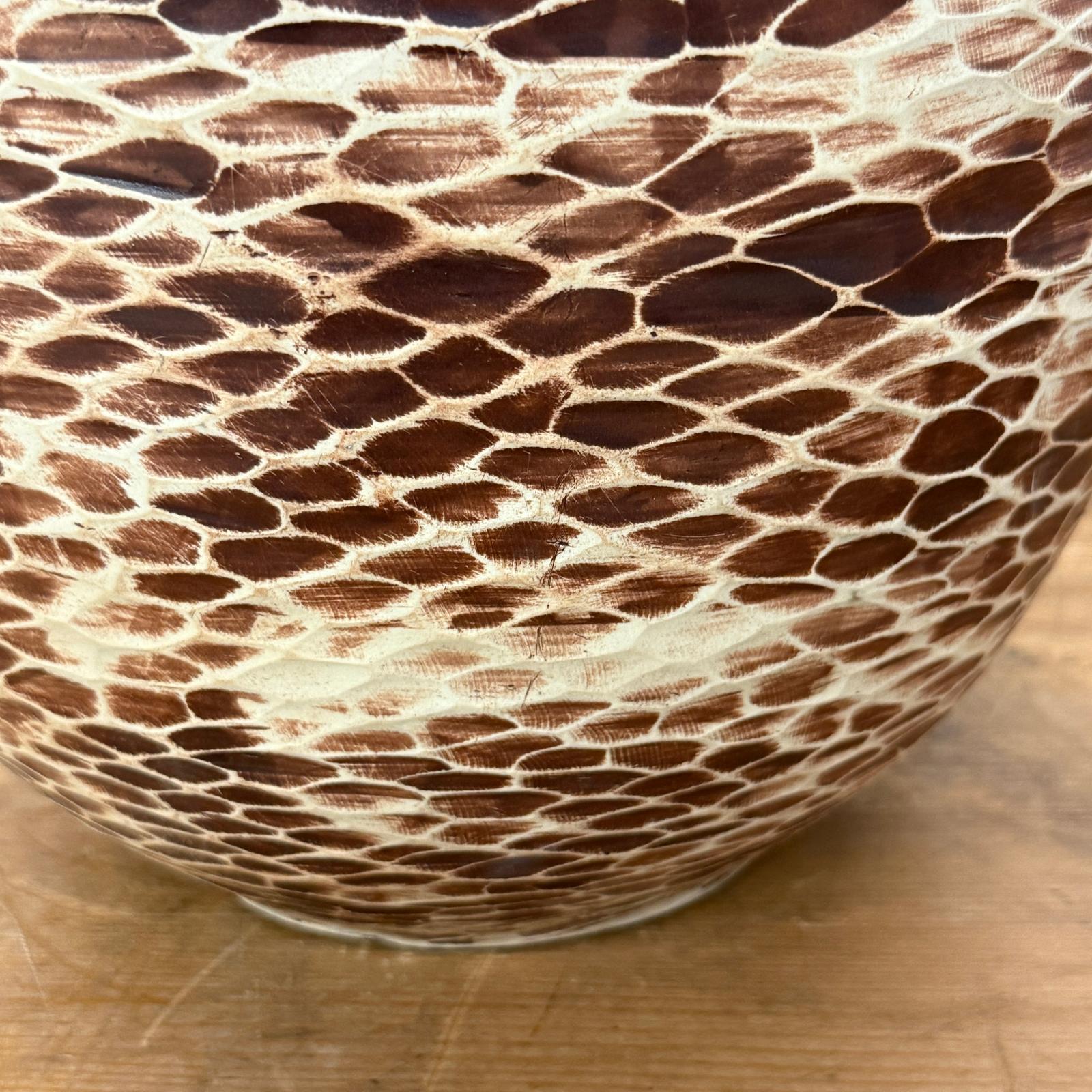 Large Round Ceramic Vase with Brown &amp; Cream Snakeskin Design, SKU , image 7