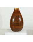 Large Rounded Artisan Ceramic Vase with Amber-Brown Glaze - image 13