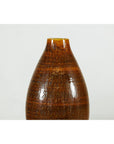 Large Rounded Artisan Ceramic Vase with Amber-Brown Glaze - image 4