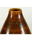 Large Rounded Artisan Ceramic Vase with Amber-Brown Glaze - image 9