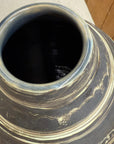 Large Rounded Black & Cream White Ceramic Vase - FEA Home
