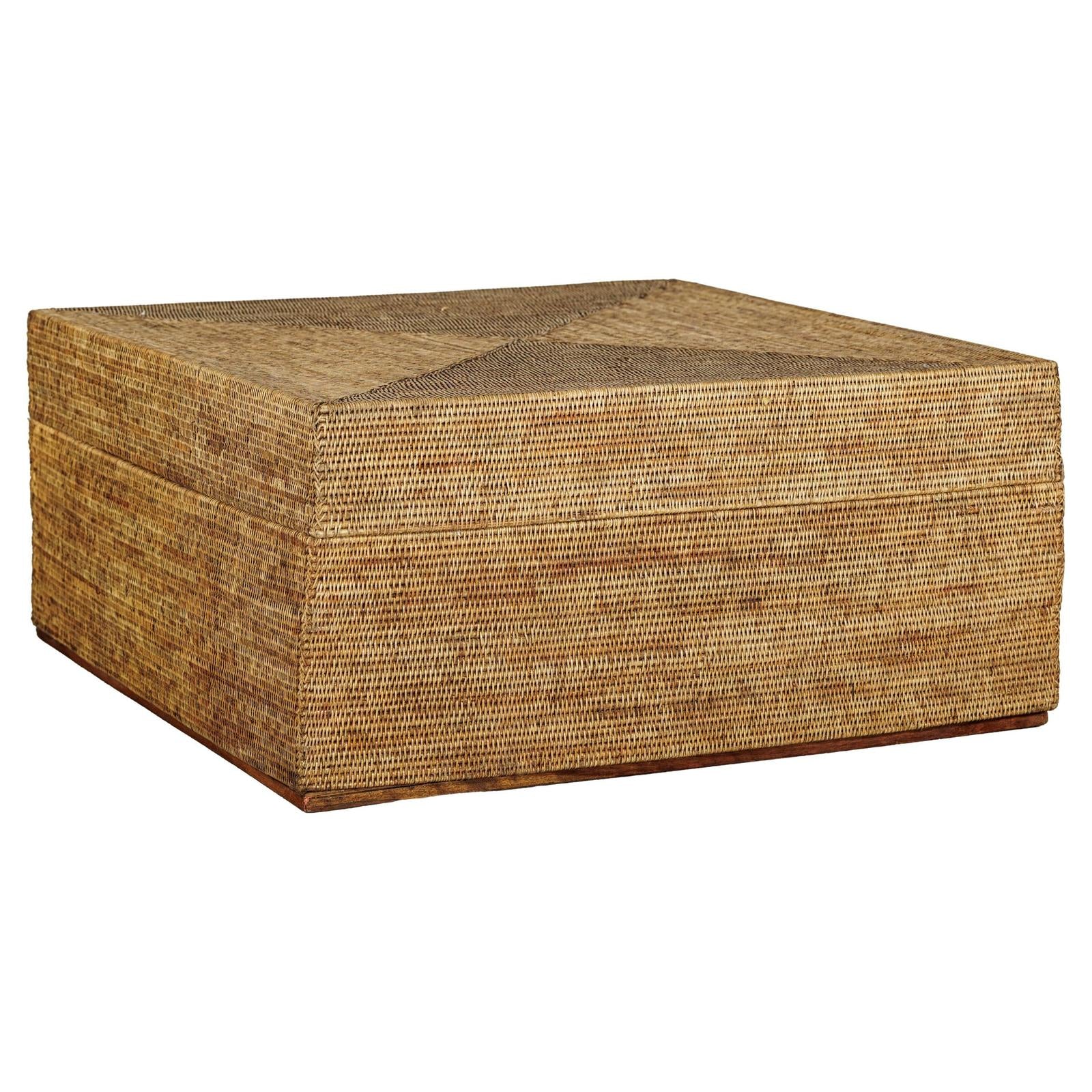 Large Square Rattan Coffee Table with Removable Lid - image 1