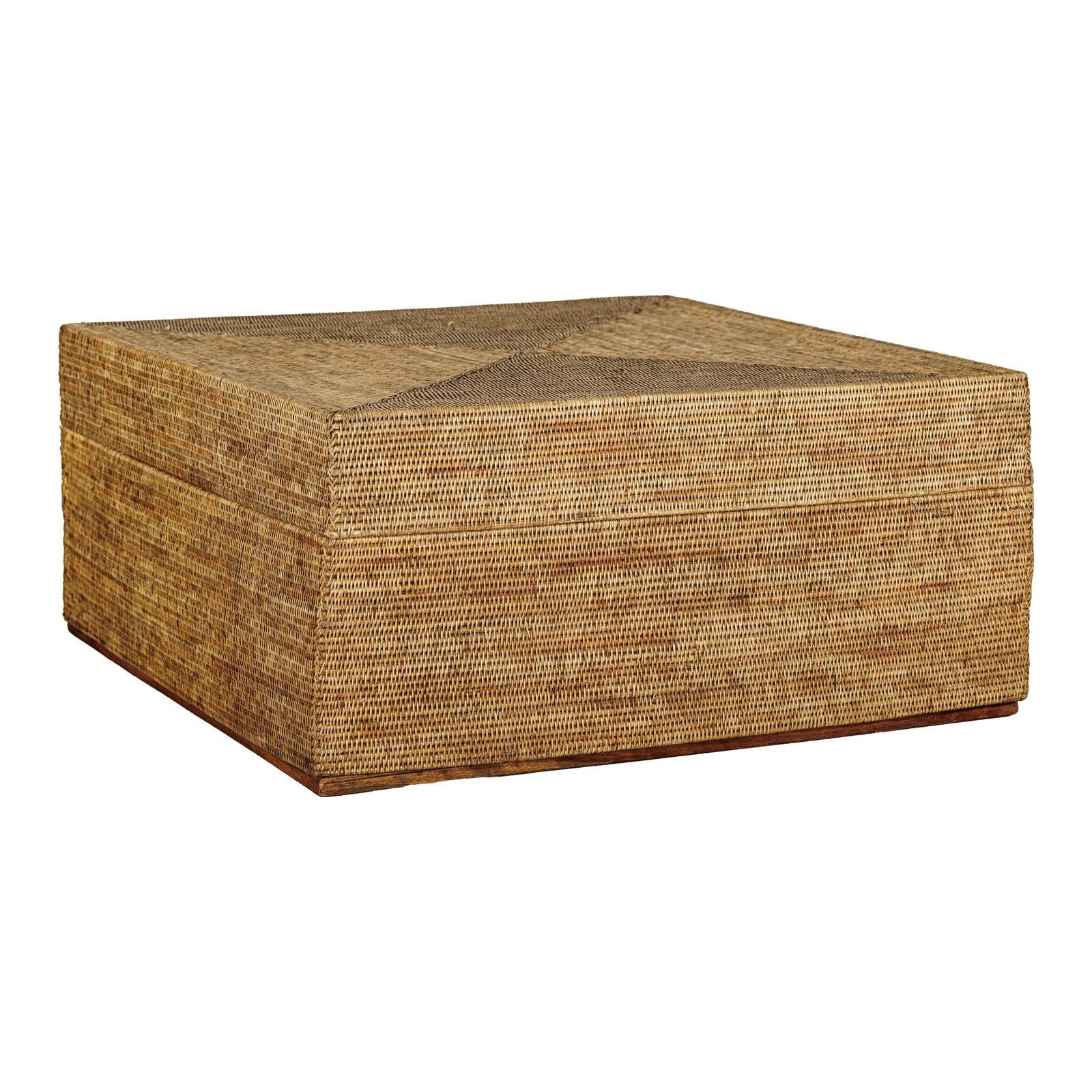 Large Square Rattan Coffee Table with Removable Lid - image 14