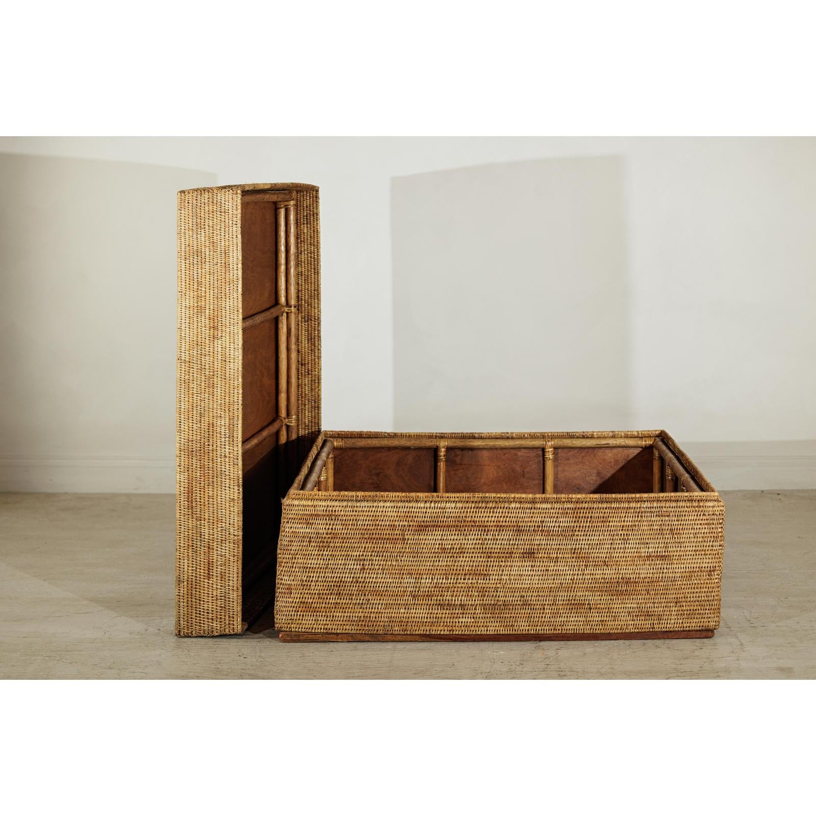 Large Square Rattan Coffee Table with Removable Lid - image 4