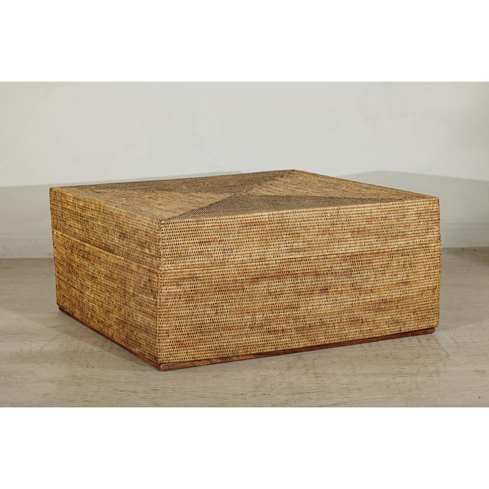 Large Square Rattan Coffee Table with Removable Lid - image 5