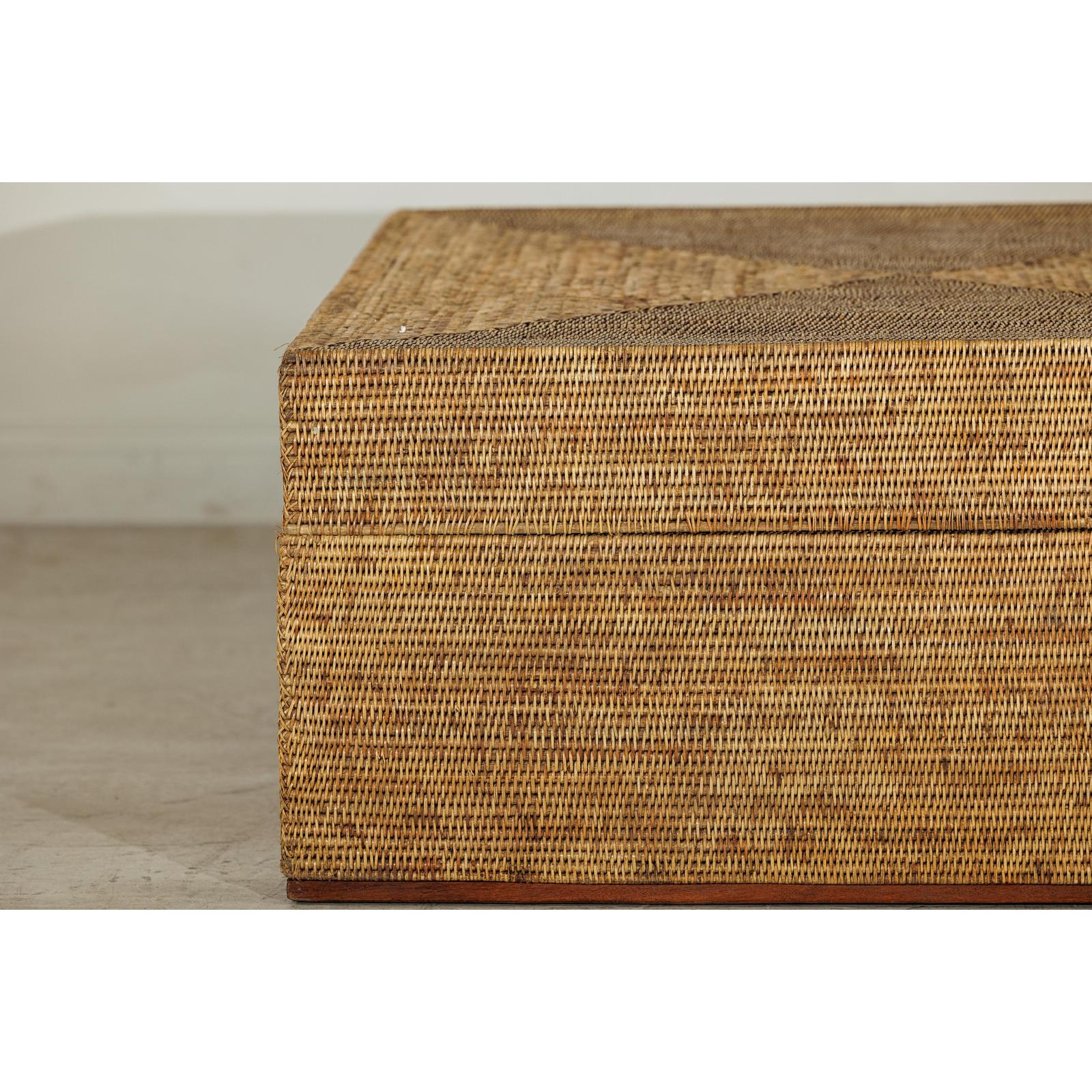Large Square Rattan Coffee Table with Removable Lid - image 7