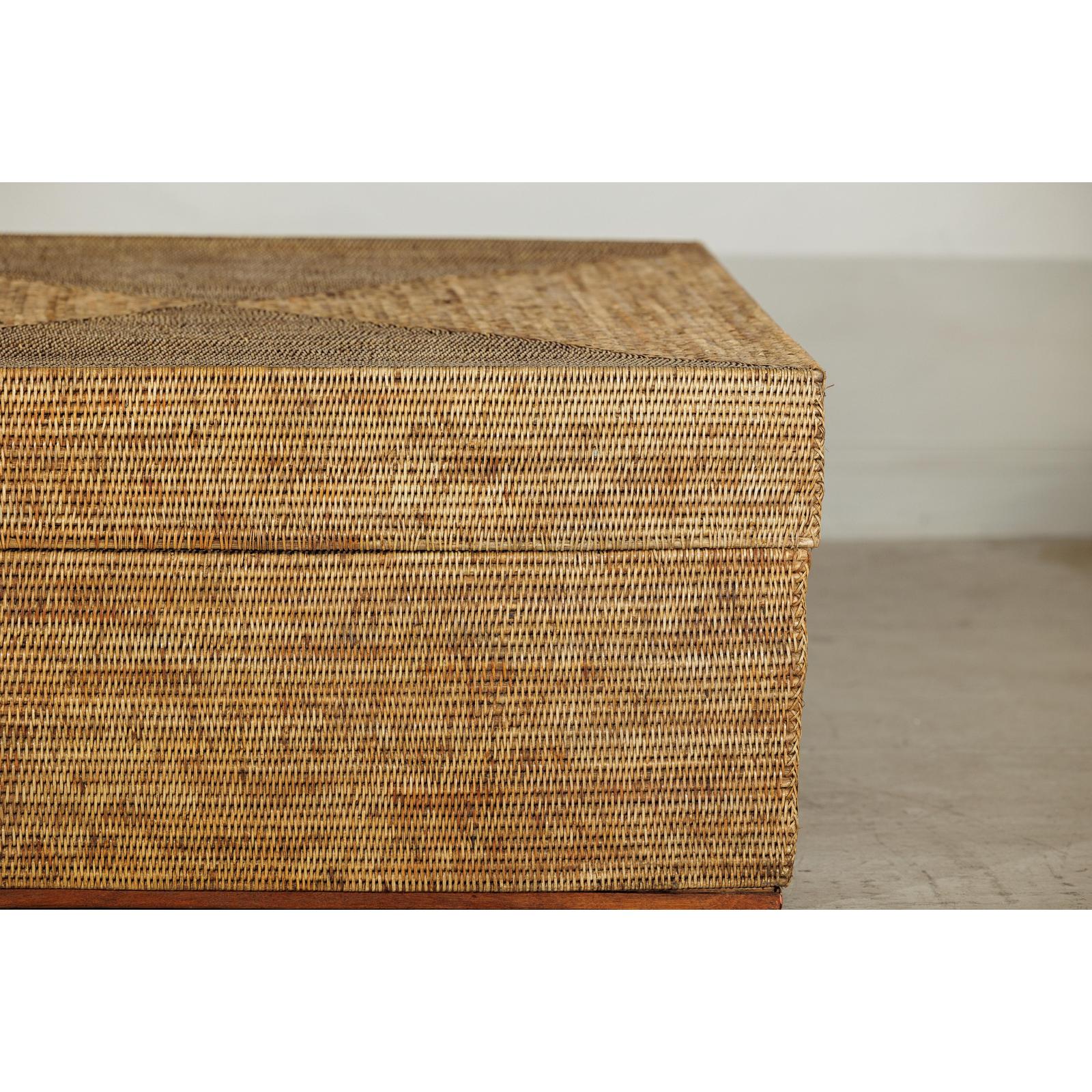Large Square Rattan Coffee Table with Removable Lid - image 8
