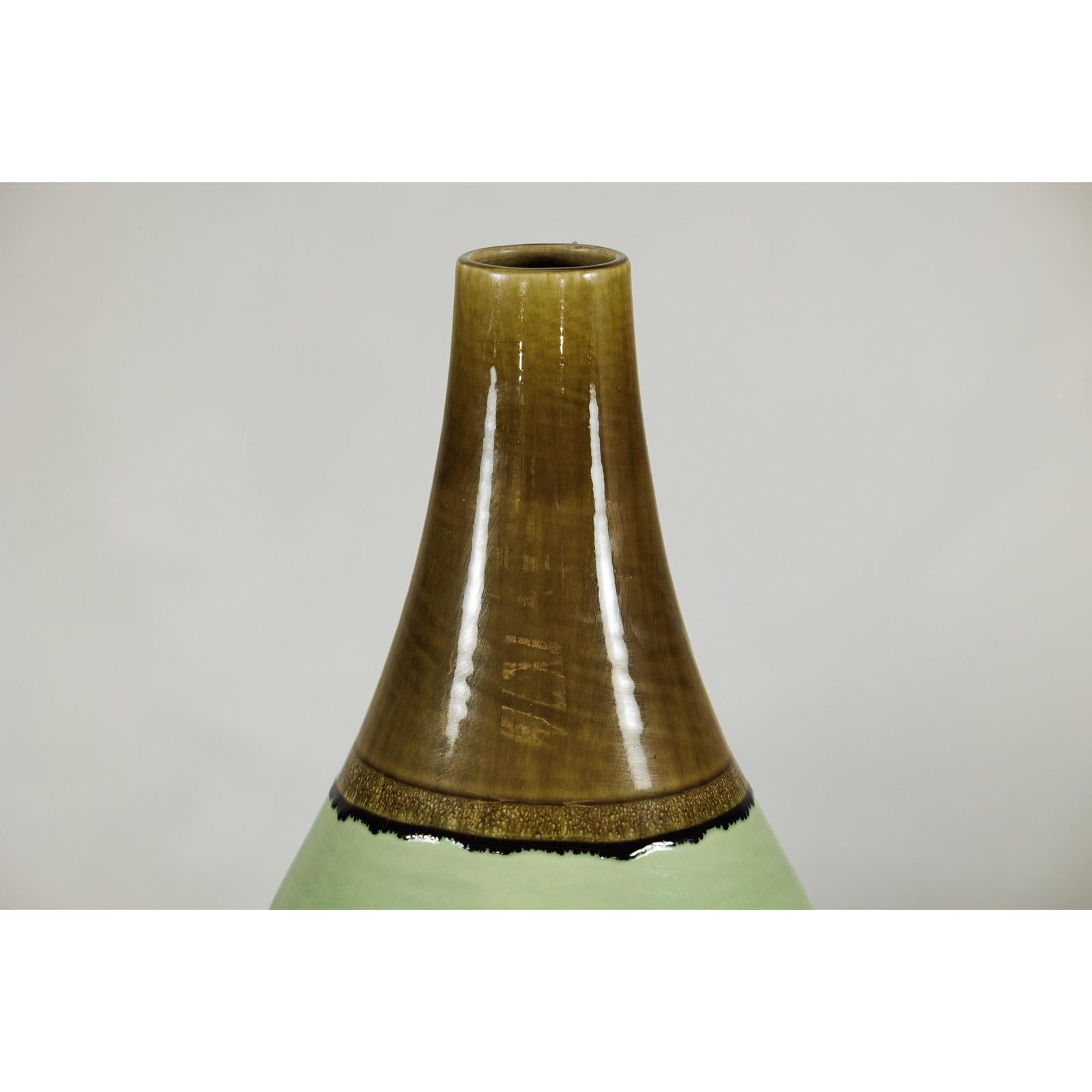 Large Studio Pottery Floor Vase with Brown and Green Glaze-10. Asian &amp; Chinese Furniture, Art, Antiques, Vintage Home Décor for sale at FEA Home