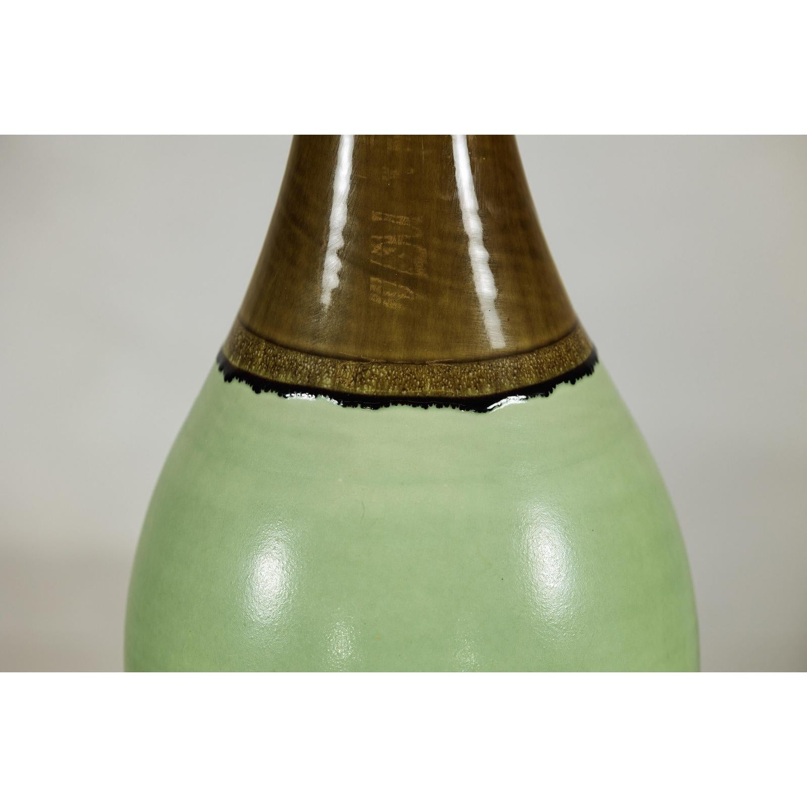 Large Studio Pottery Floor Vase with Brown and Green Glaze-11. Asian &amp; Chinese Furniture, Art, Antiques, Vintage Home Décor for sale at FEA Home
