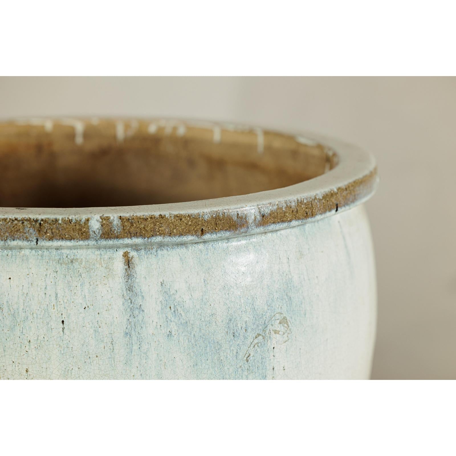 Large Vintage Crackle-Glazed Ceramic Planter in Soft White - image 10