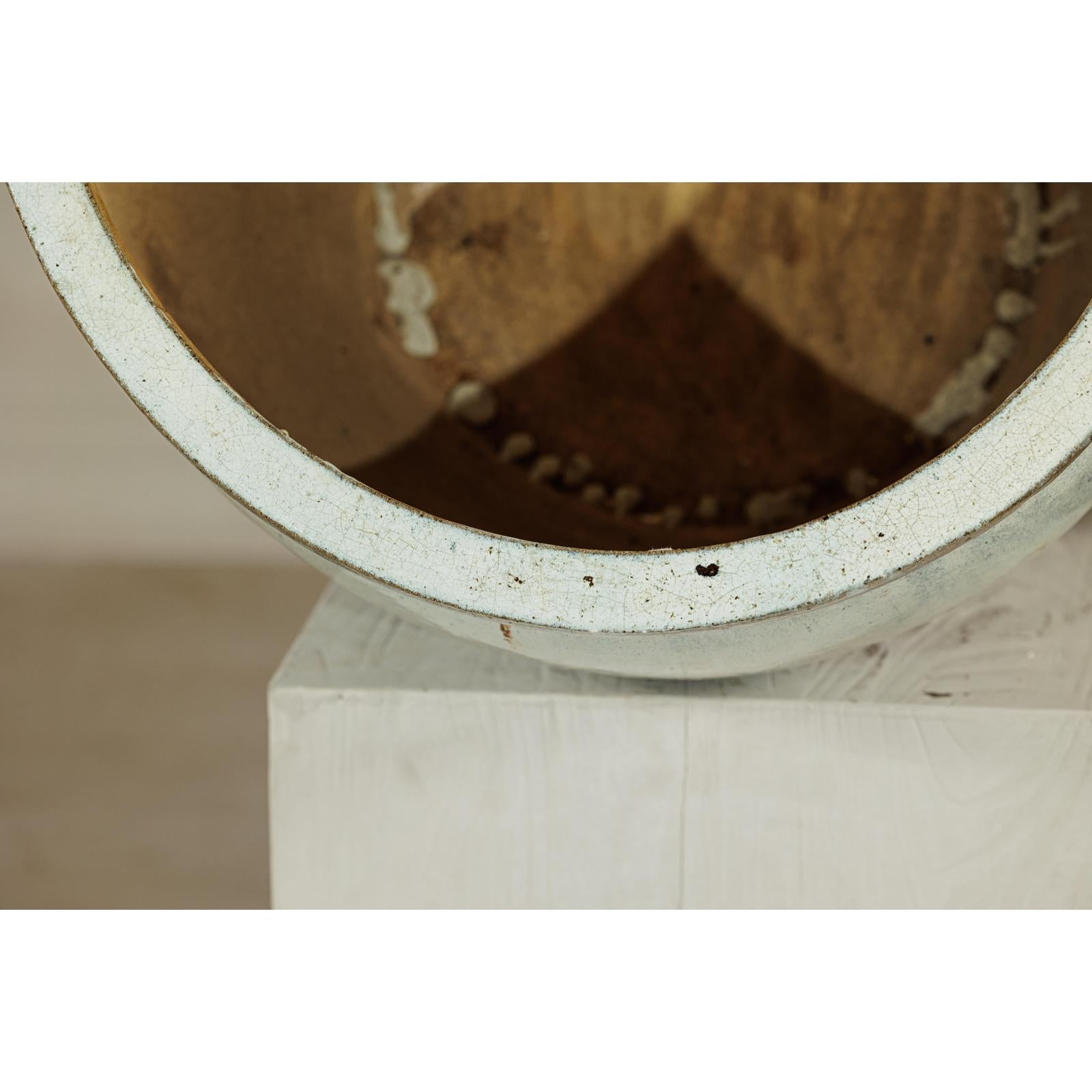 Large Vintage Crackle-Glazed Ceramic Planter in Soft White - image 16