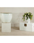 Large Vintage Crackle-Glazed Ceramic Planter in Soft White - image 3