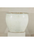 Large Vintage Crackle-Glazed Ceramic Planter in Soft White - image 4