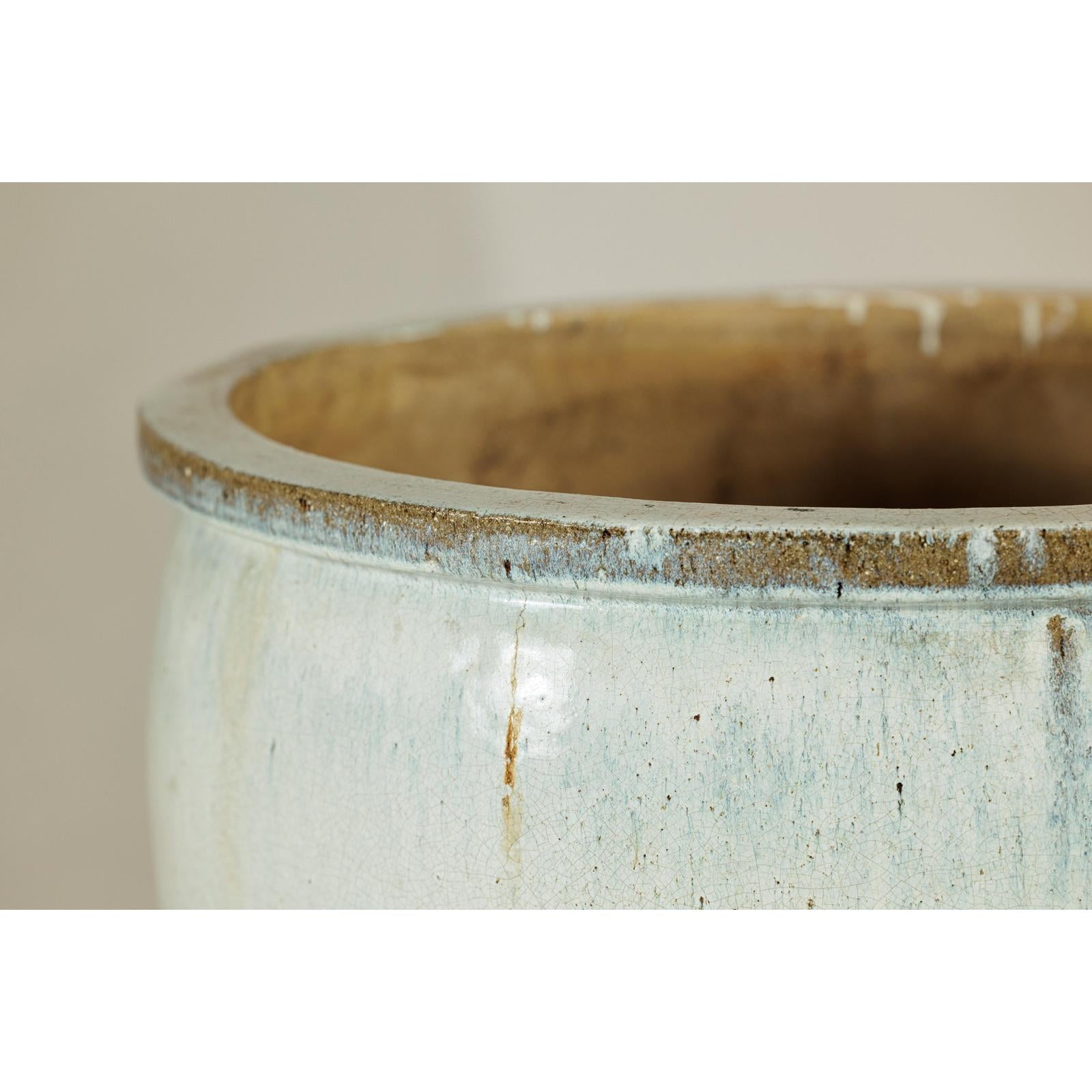 Large Vintage Crackle-Glazed Ceramic Planter in Soft White - image 9
